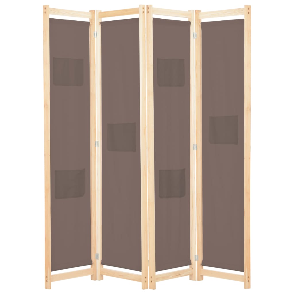 Romdeler 4 paneler brun 160x170x4 cm stoff vidaXL