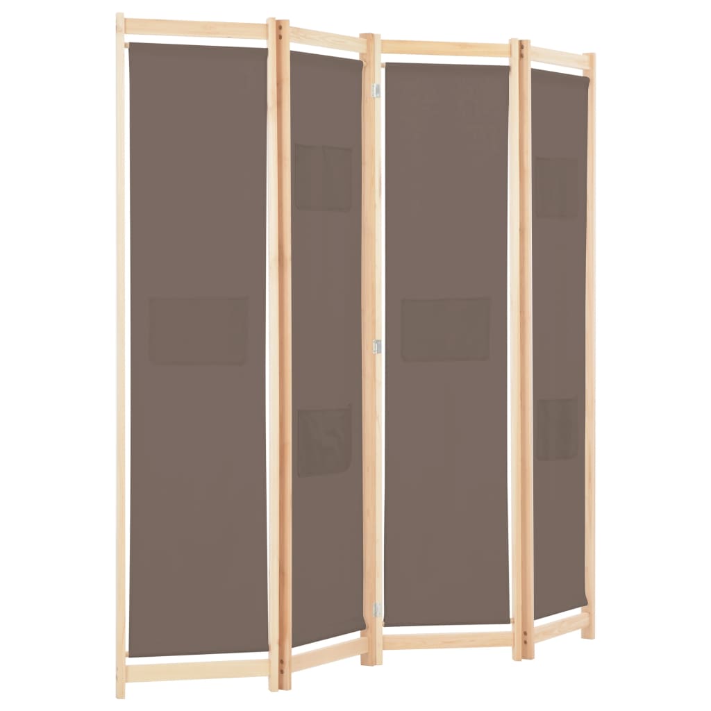 Romdeler 4 paneler brun 160x170x4 cm stoff vidaXL