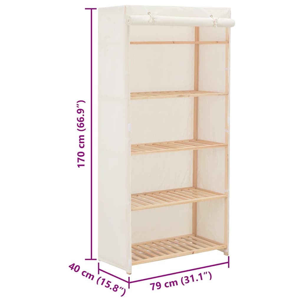 Garderobeskap hvit 79x40x170 cm stoff vidaXL
