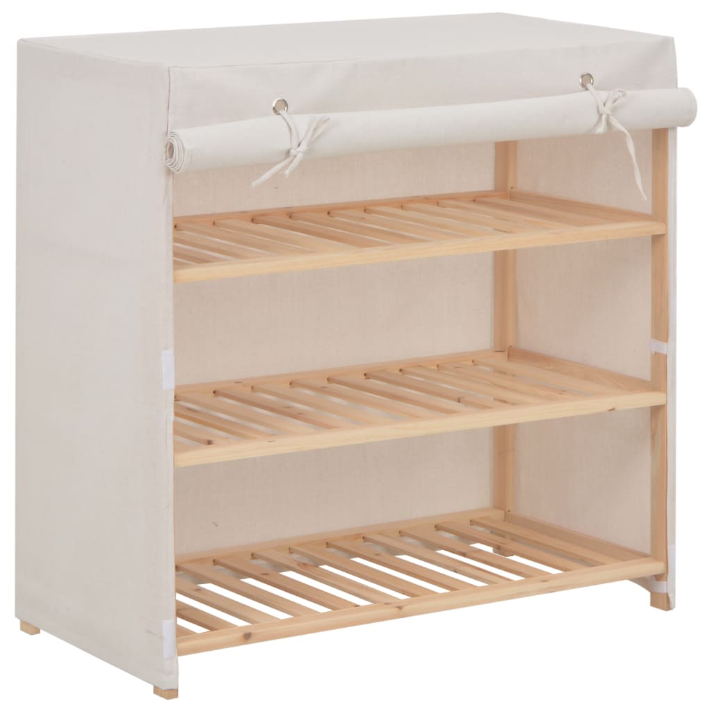 Skoskap med trekk hvit 79x40x80 cm stoff