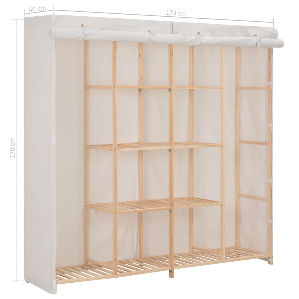 Garderobeskap hvit 173x40x170 cm stoff