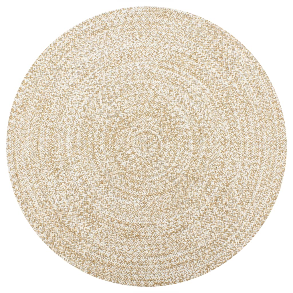 Håndlaget teppe jute hvit og naturlig 120 cm vidaXL