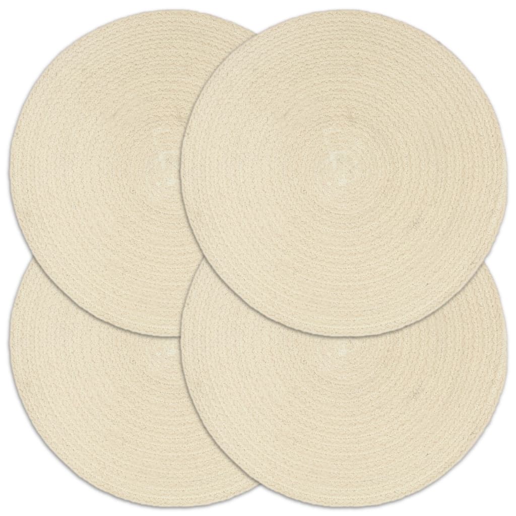 Bordmatter 4 stk vanlig naturell 38 cm rund bomull
