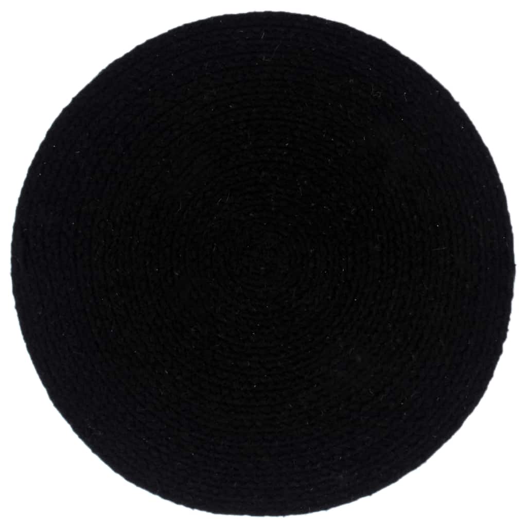 Bordmatter 4 stk ren svart 38 cm rund bomull