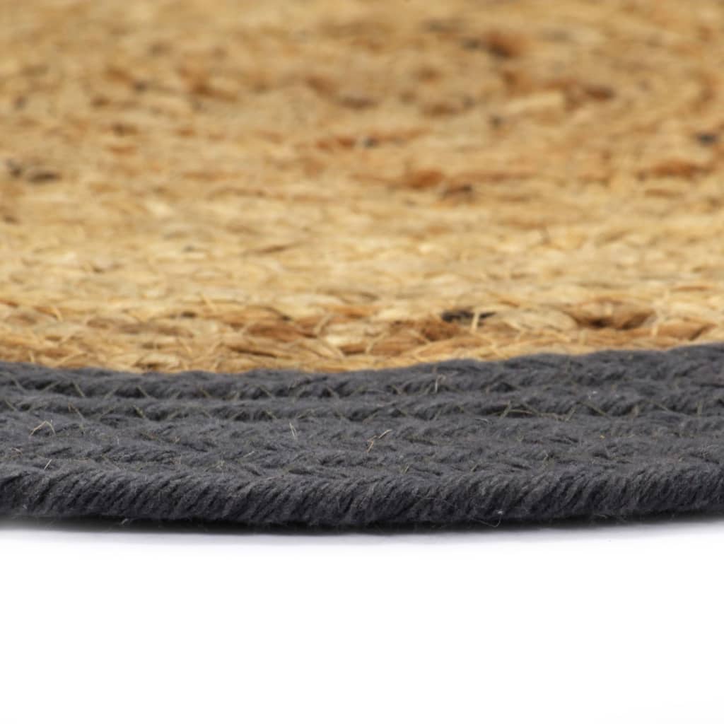Bordmatter 4 stk naturell og antrasitt 38 cm rund jute og bomull