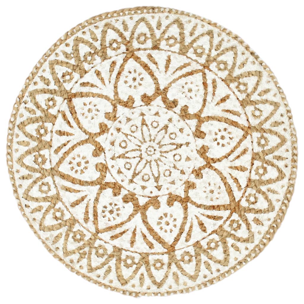 Bordmatter 4 stk hvit 38 cm rund jute