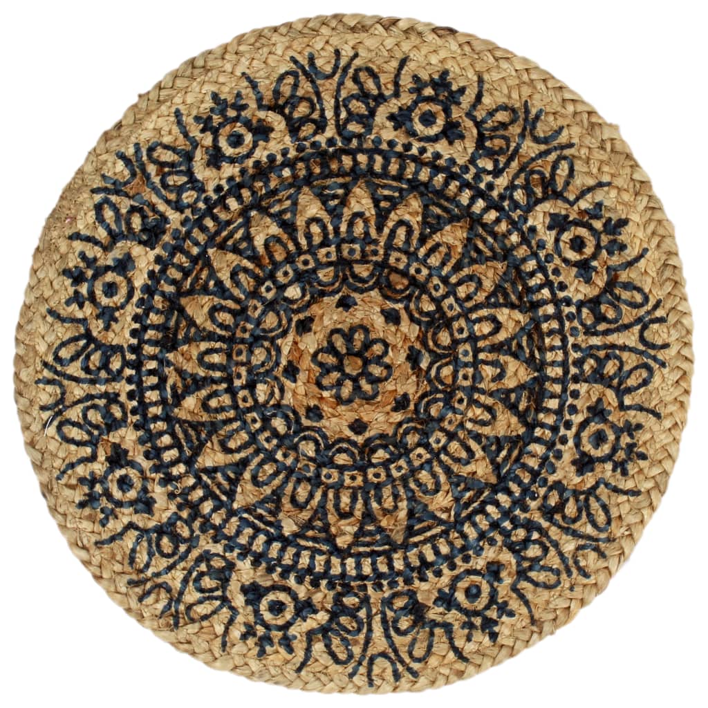 Bordmatter 4 stk mørkeblå 38 cm rund jute