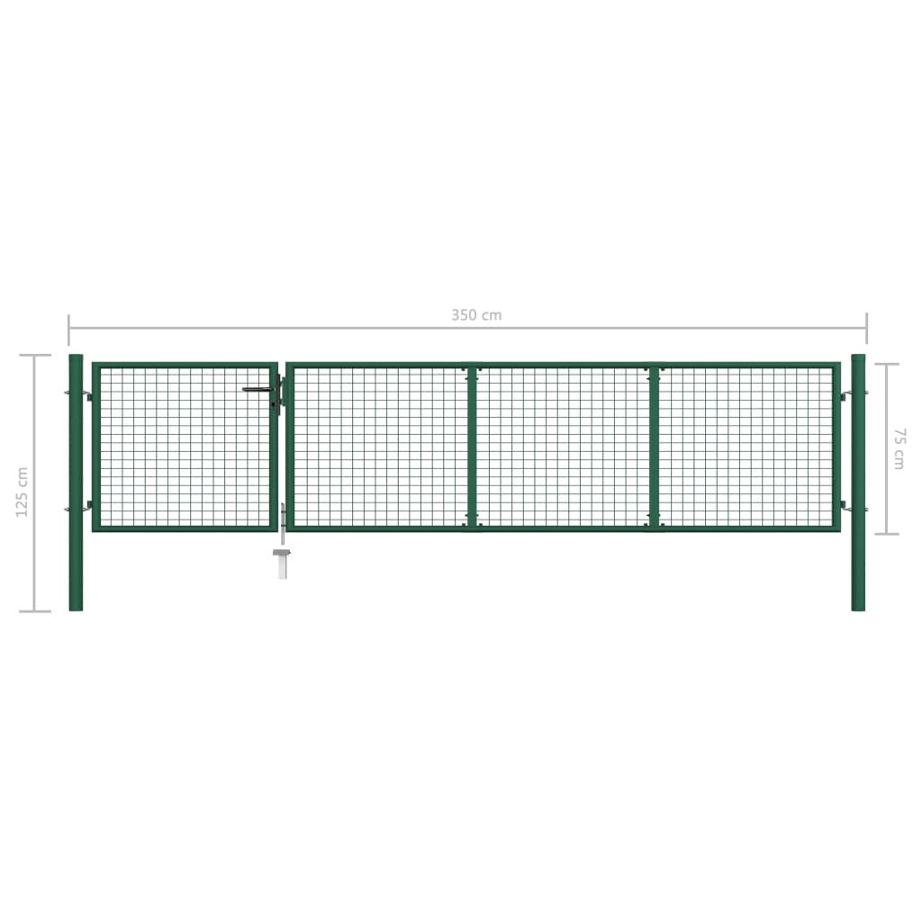 Hageport stål 350x75 cm grønn