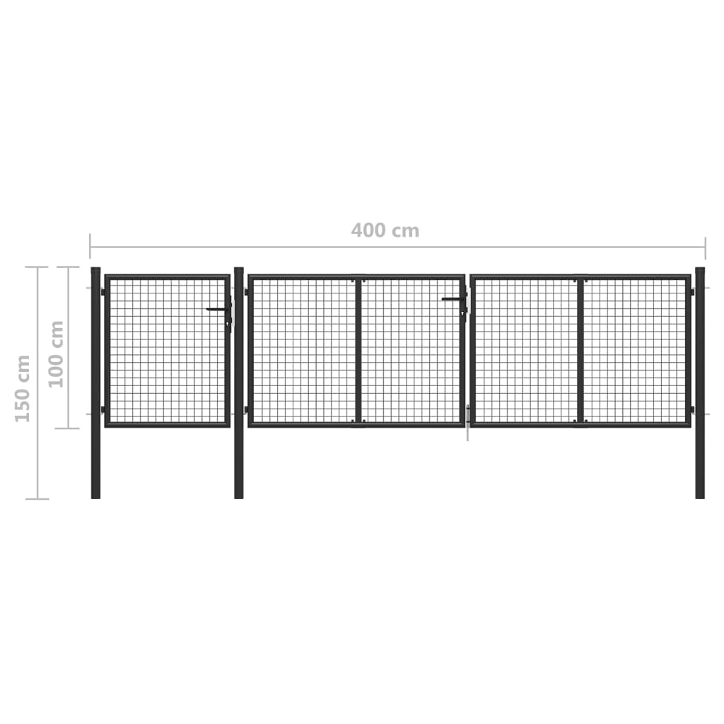 Hageport stål 400x100 cm antrasitt