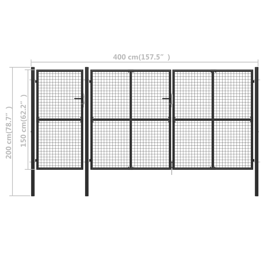 Hageport stål 400x150 cm antrasitt