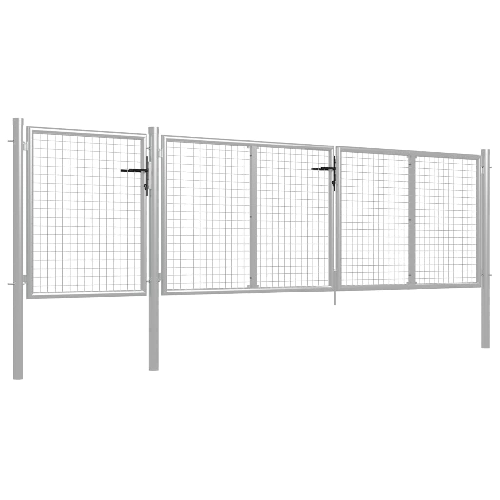 Hageport stål 400x100 cm sølvfarget