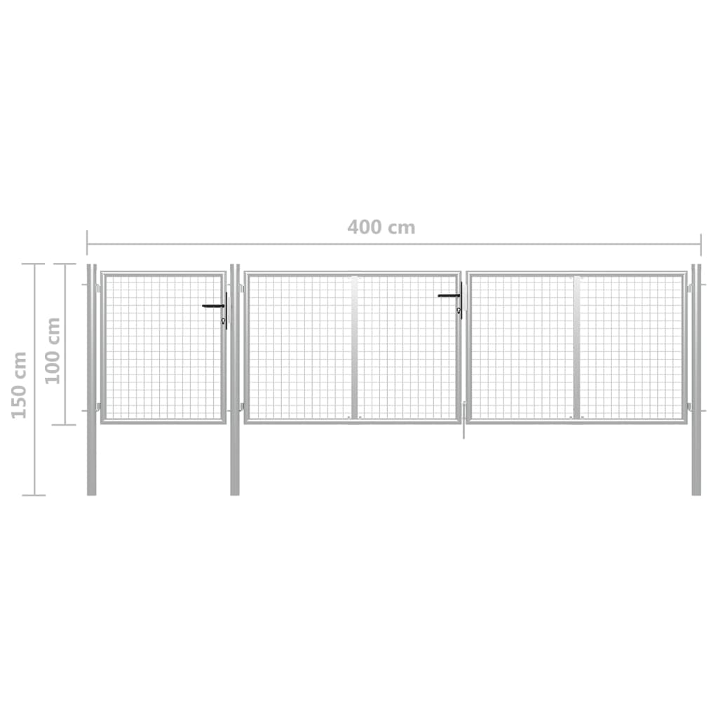 Hageport stål 400x100 cm sølvfarget