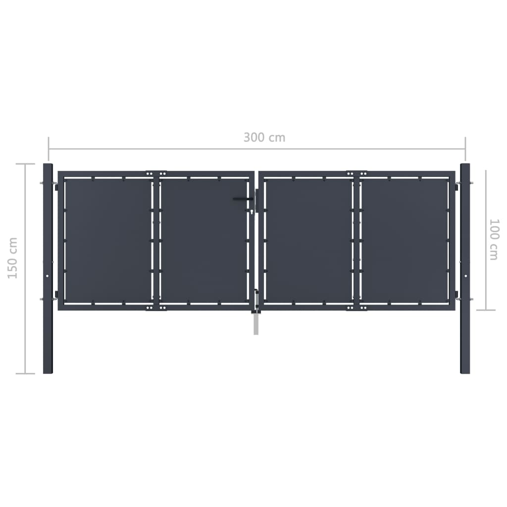 Hageport stål 300x100 cm antrasitt
