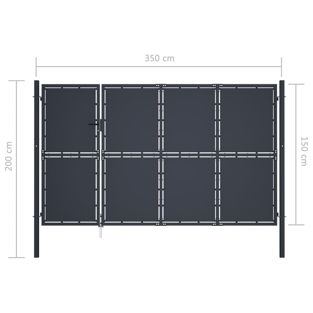 Hageport stål 350x150 cm antrasitt