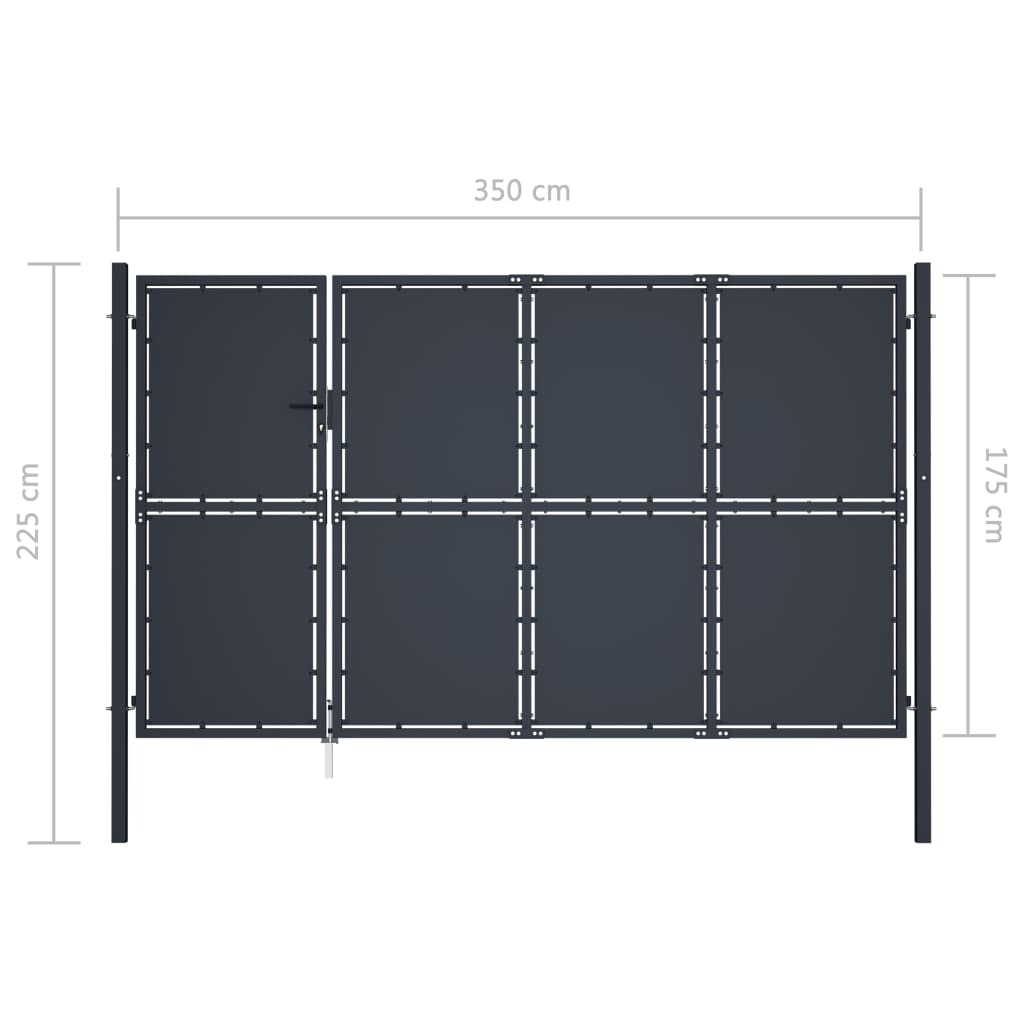 Hageport stål 350x175 cm antrasitt