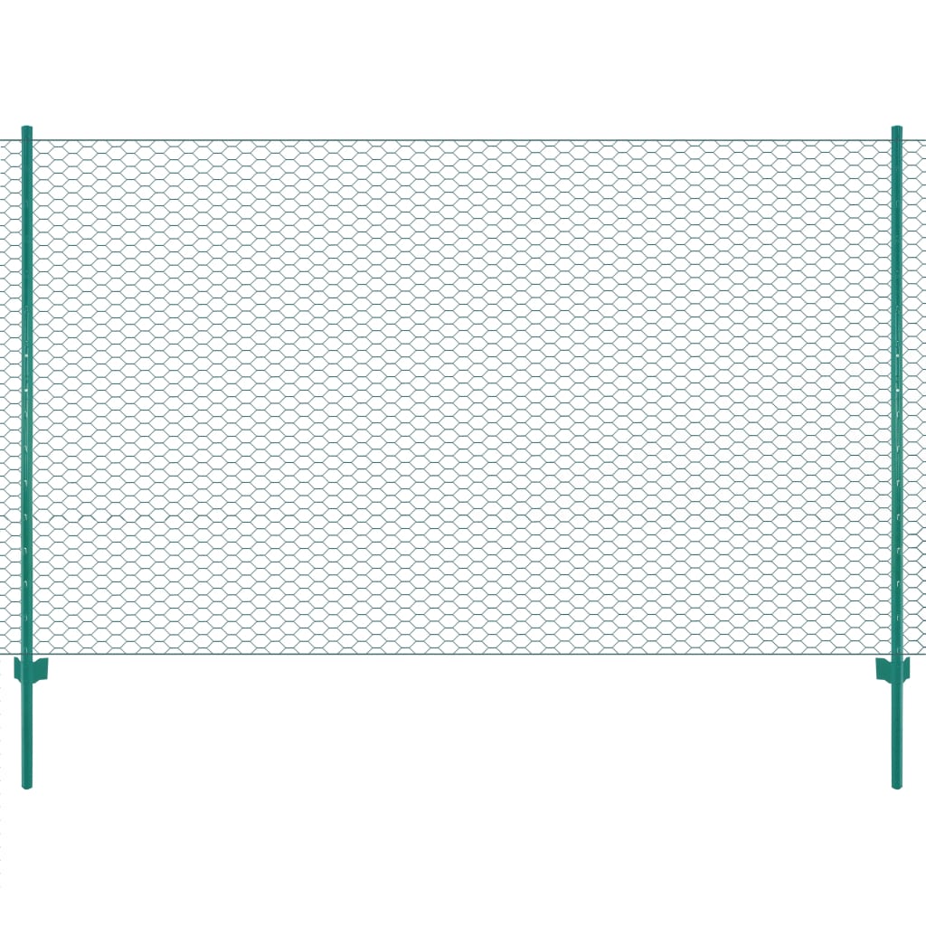 Kjedenettinggjerde med stolper stål 25x2 m grønn vidaXL