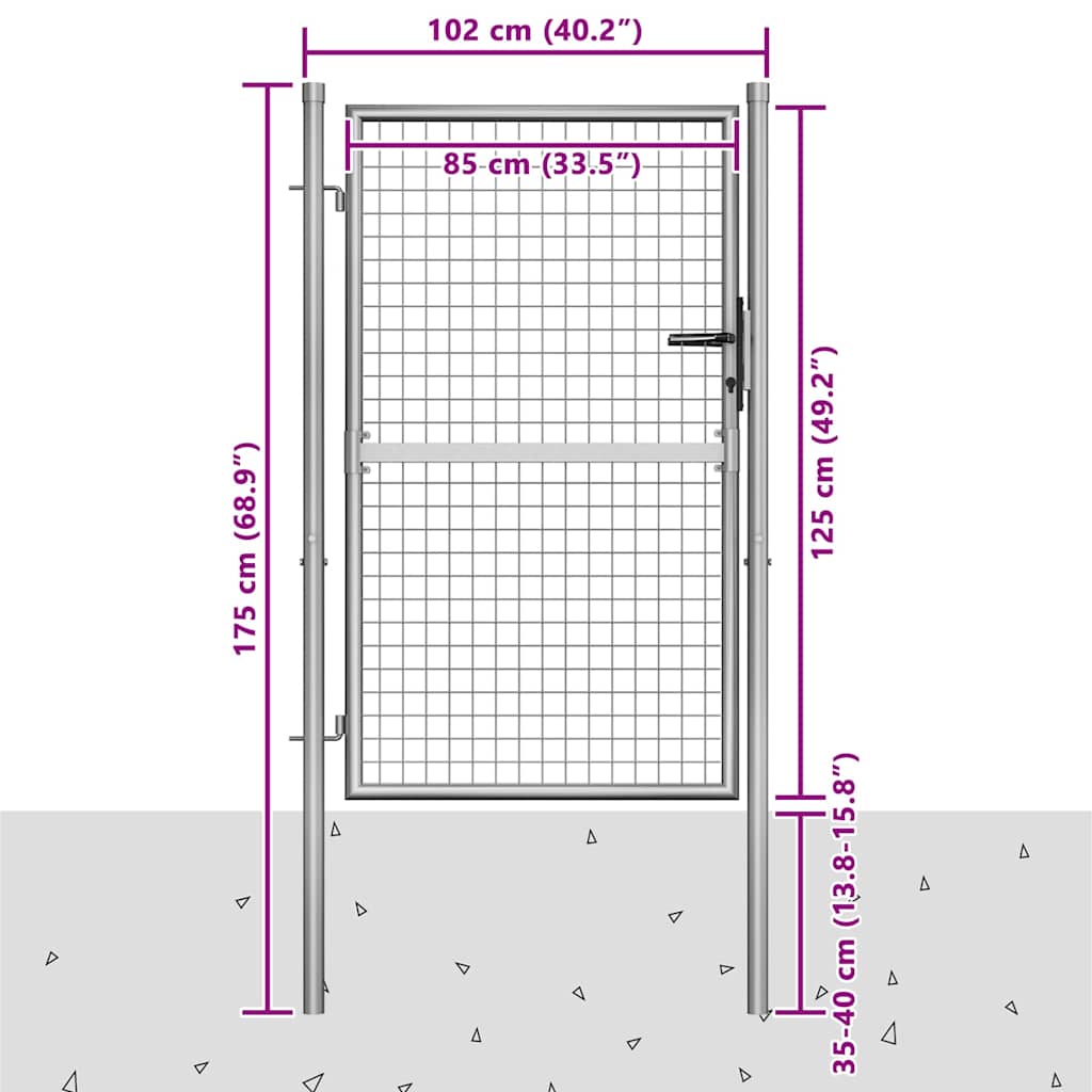 Hageport galvanisert stål 100x125 cm sølvfarget