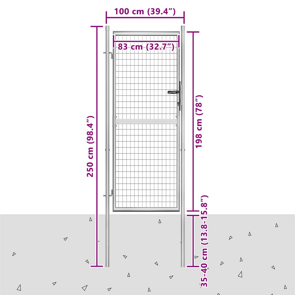 Hageport galvanisert stål 100x200 cm sølvfarget