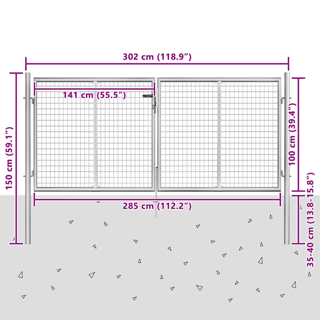 Hageport galvanisert stål 300x100 cm sølvfarget