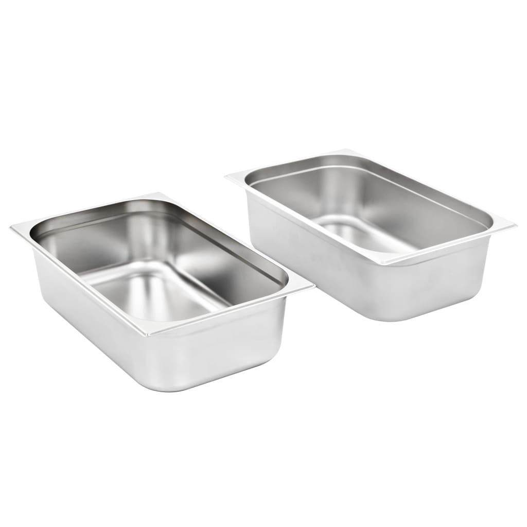 Gastronormbeholdere 2 stk GN 1/1 150 mm rustfritt stål