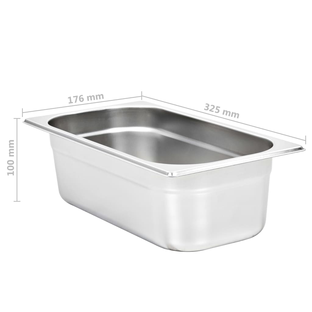 Gastronormbeholdere 8 stk GN 1/3 100 mm rustfritt stål