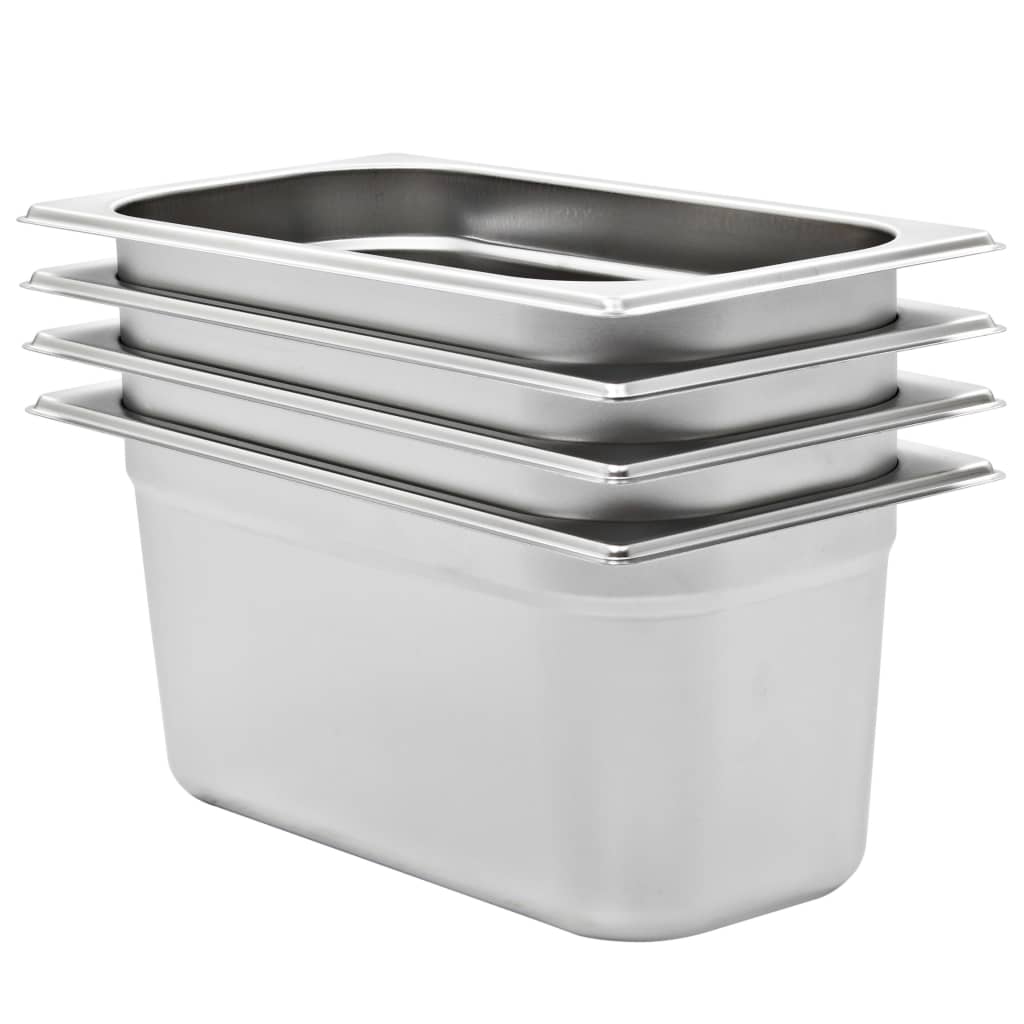 Gastronormbeholdere 4 stk GN 1/3 150 mm rustfritt stål