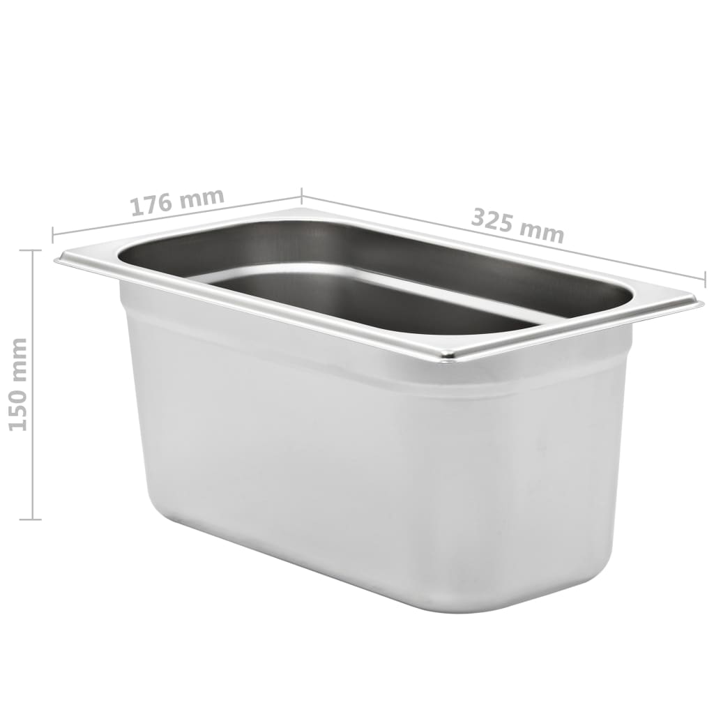 Gastronormbeholdere 4 stk GN 1/3 150 mm rustfritt stål