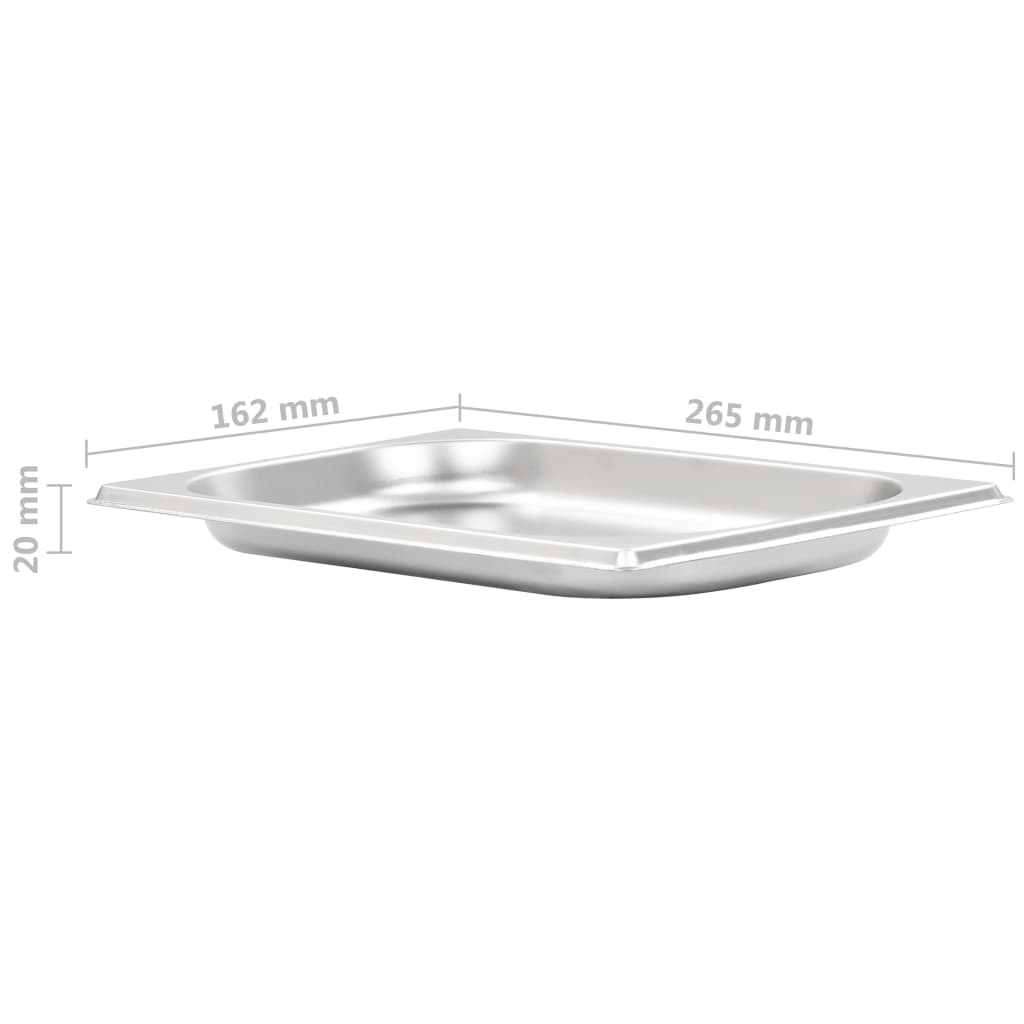Gastronormbeholdere 12 stk GN 1/4 20 mm rustfritt stål