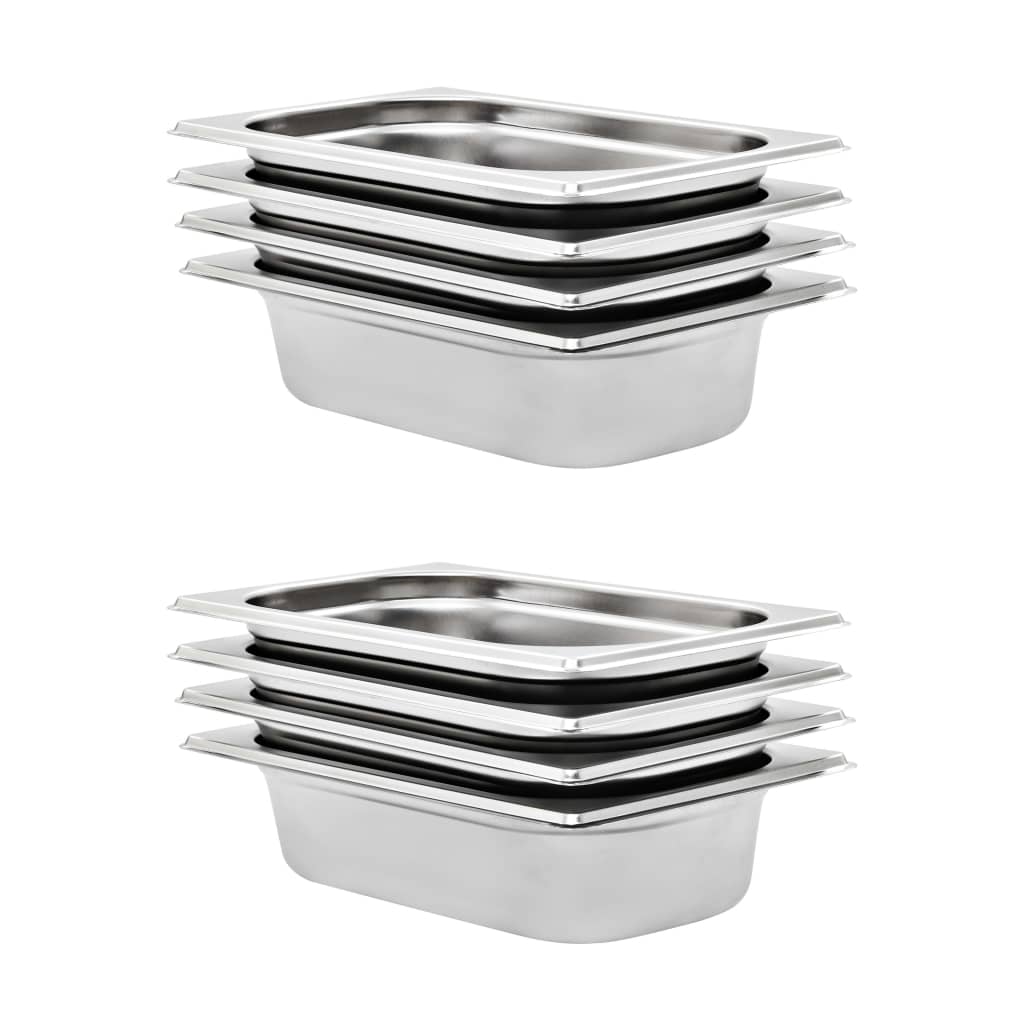 Gastronormbeholdere 8 stk GN 1/4 65 mm rustfritt stål