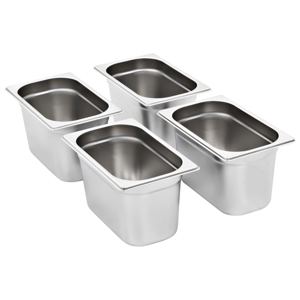 Gastronormbeholdere 4 stk GN 1/4 150 mm rustfritt stål