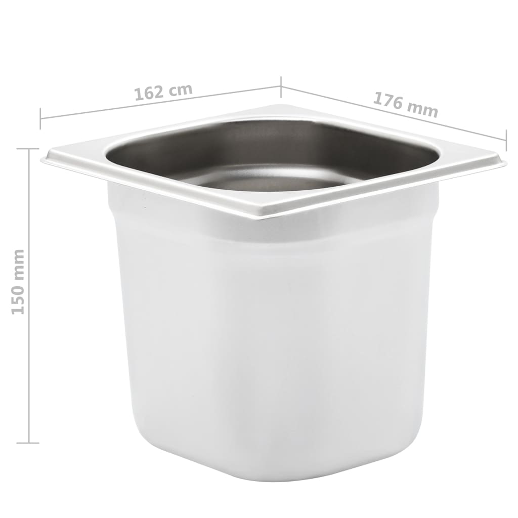 Gastronormbeholdere 8 stk GN 1/6 150 mm rustfritt stål