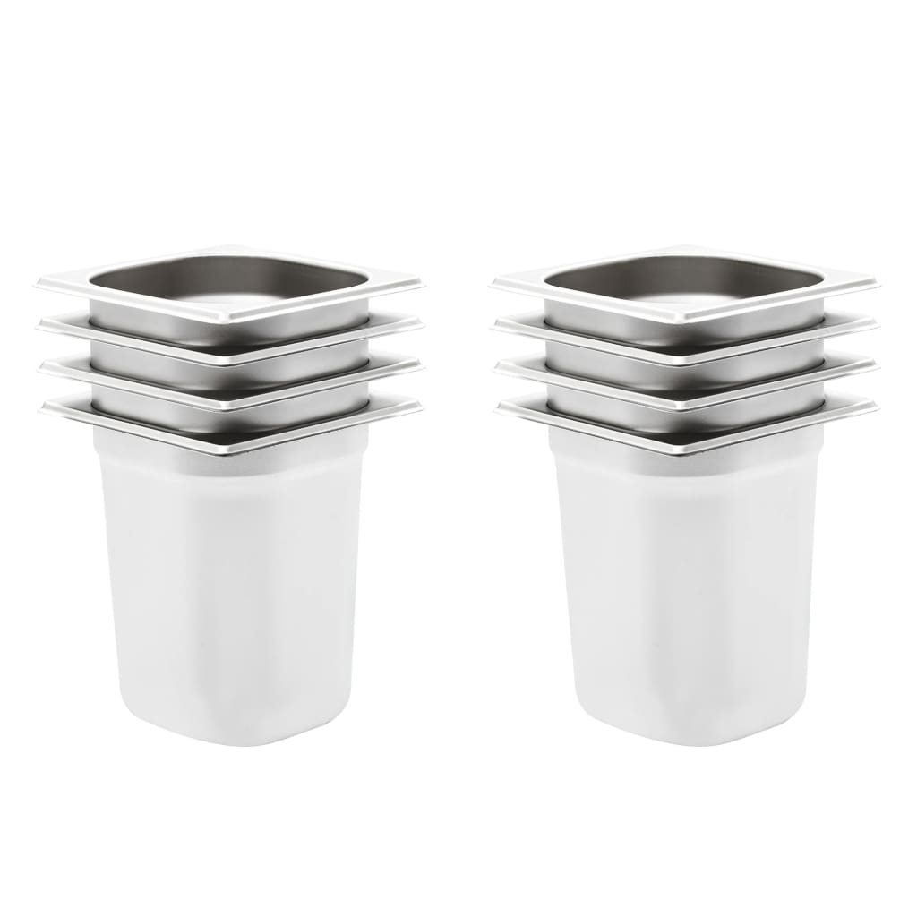 Gastronormbeholdere 8 stk GN 1/6 200 mm rustfritt stål