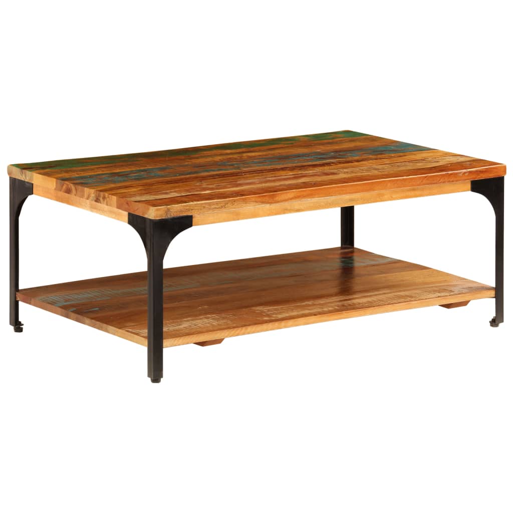 Salongbord med hylle 100x60x35 cm gjenvunnet heltre