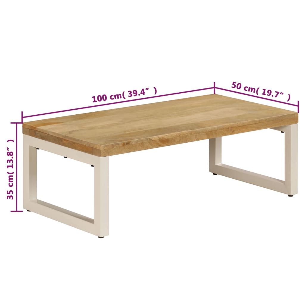 Salongbord 100x50x35 cm heltre mango og stål