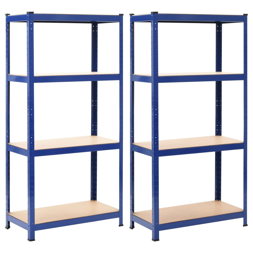 Oppbevaringshyller 2 stk blå 80x40x160 cm stål og MDF
