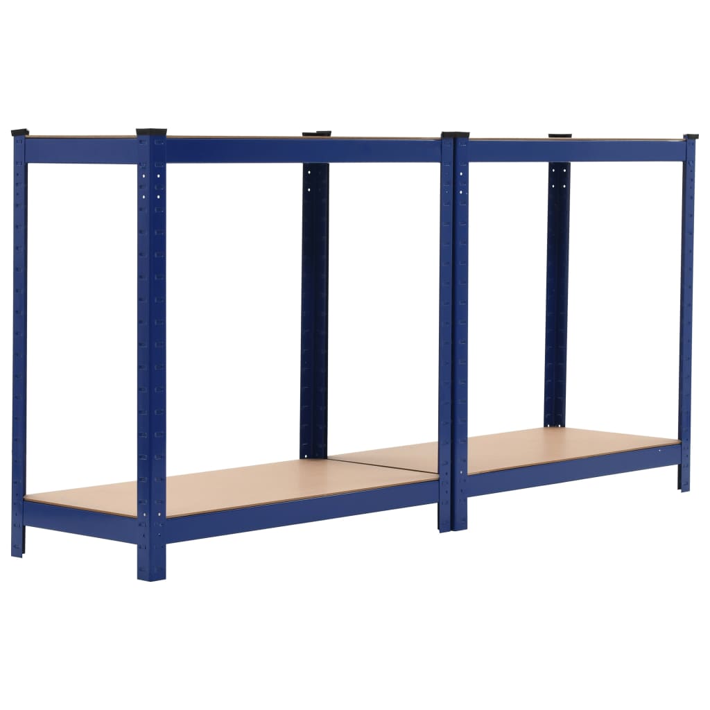 Oppbevaringshyller 2 stk blå 80x40x160 cm stål og MDF