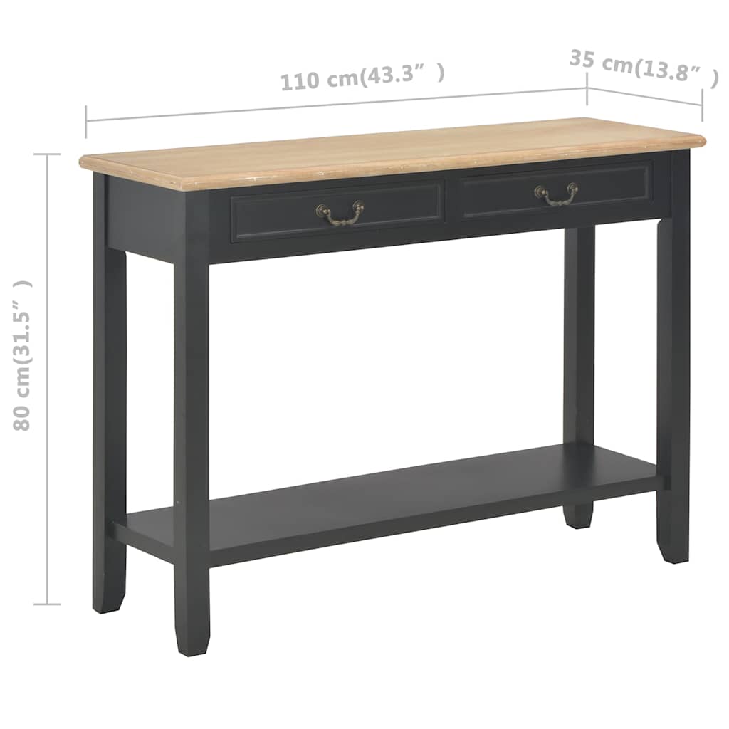 Konsollbord svart 110x35x80 cm tre vidaXL