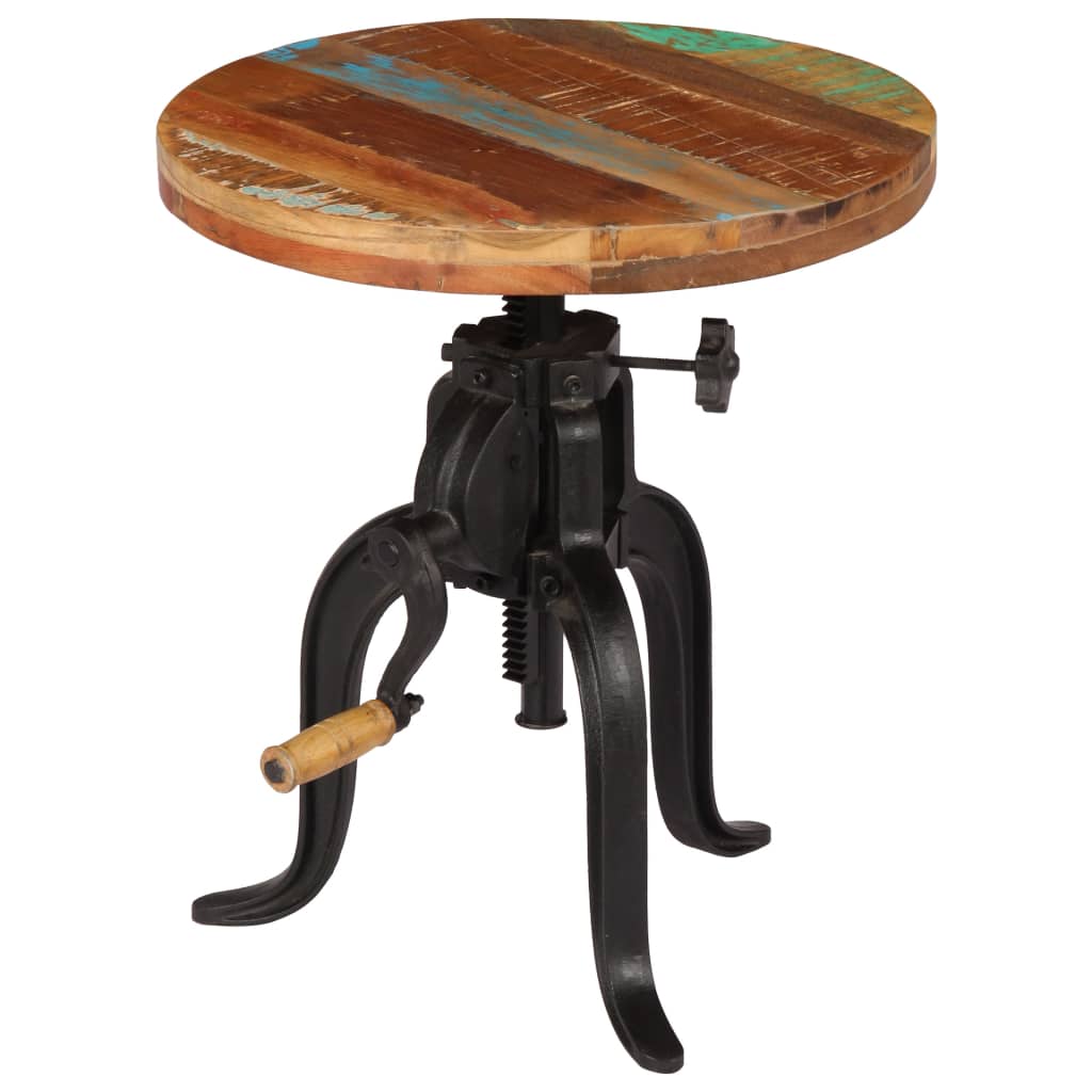 Sidebord 45x(45-62) cm gjenvunnet heltre og støpejern