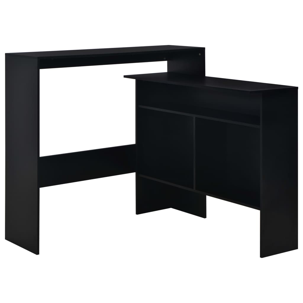 Barbord med 2 bordplater svart 130x40x120 cm
