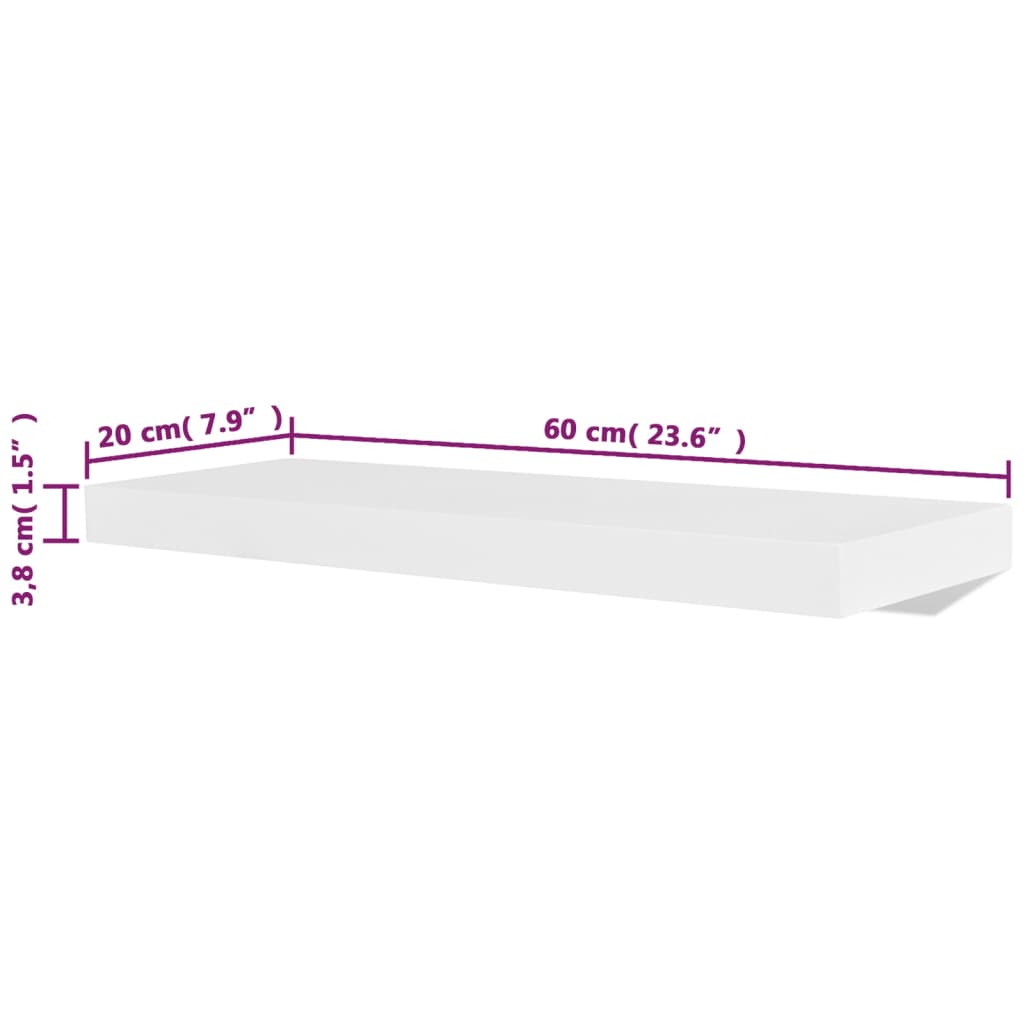 Vegghyller 4 stk hvit 60 cm vidaXL