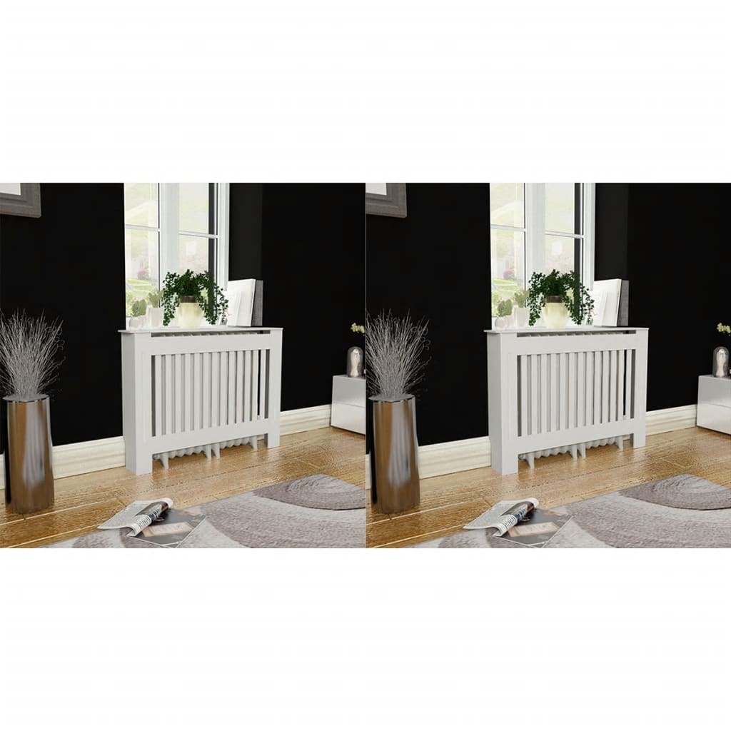Radiatordeksler 2 stk hvit konstruert tre 112 cm