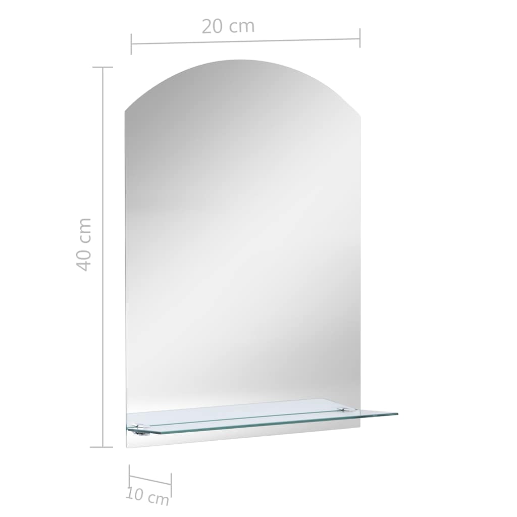 Veggspeil med hylle 20x40 cm herdet glass