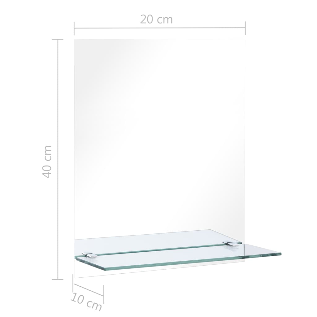 Veggspeil med hylle 20x40 cm herdet glass
