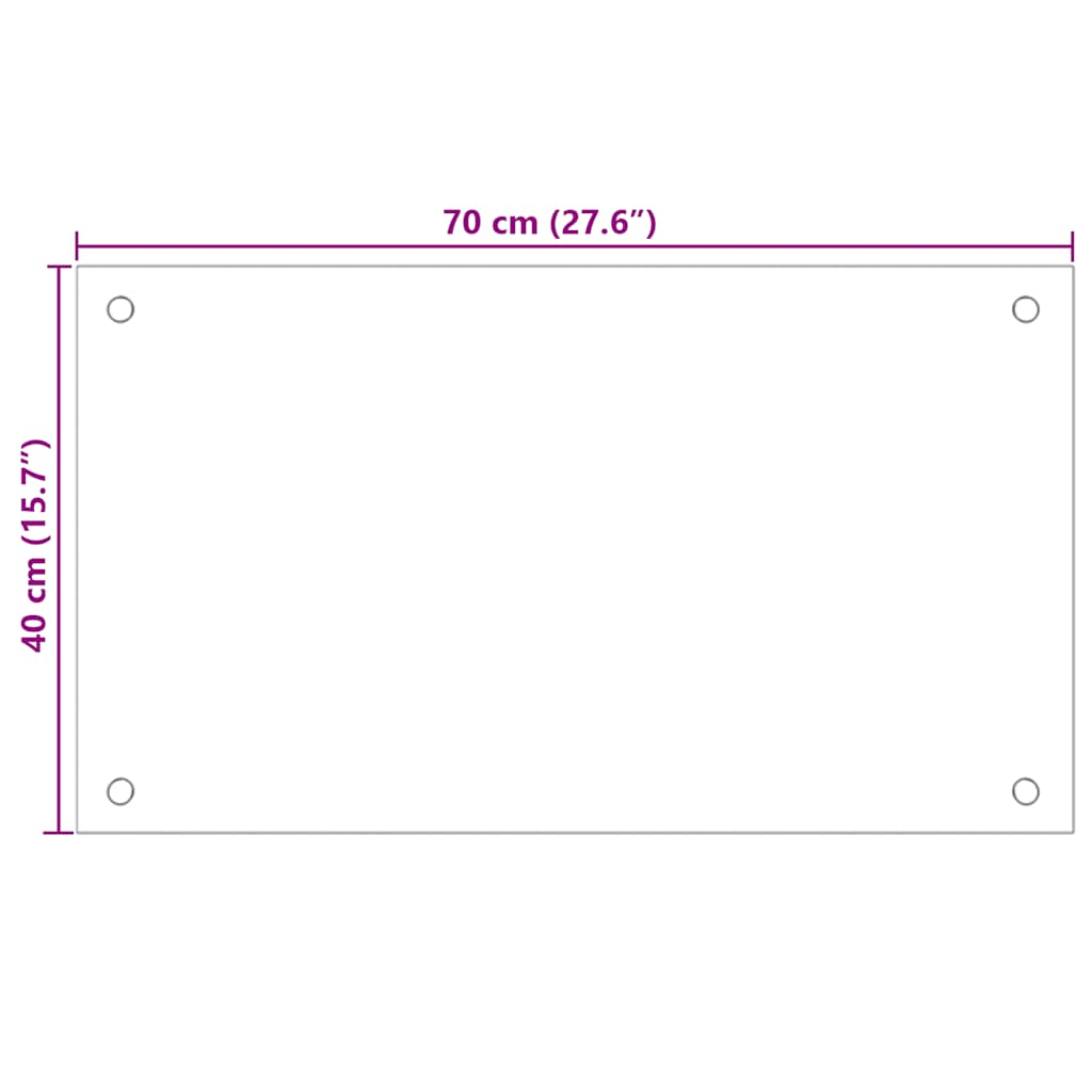 Kjøkkenplate gjennomsiktig 70x40 cm herdet glass