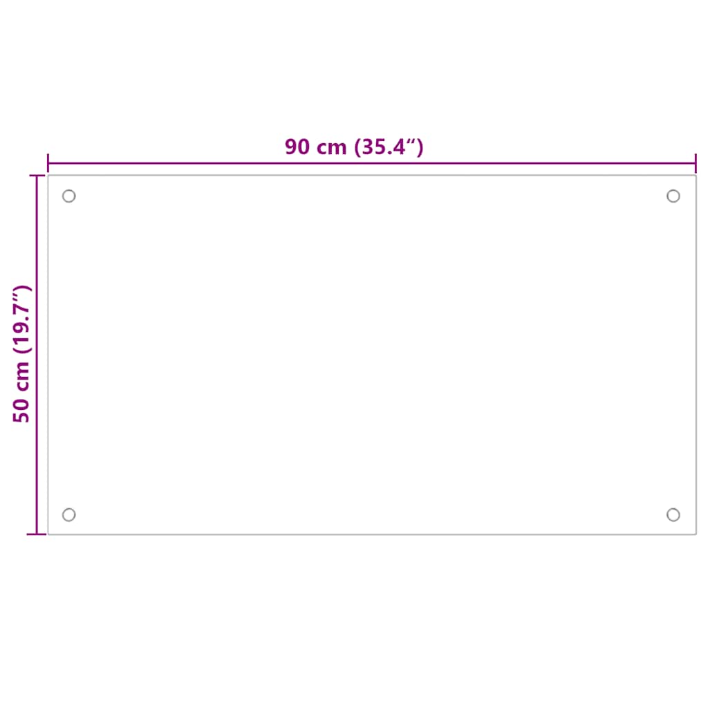 Kjøkkenplate gjennomsiktig 90x50 cm herdet glass vidaXL