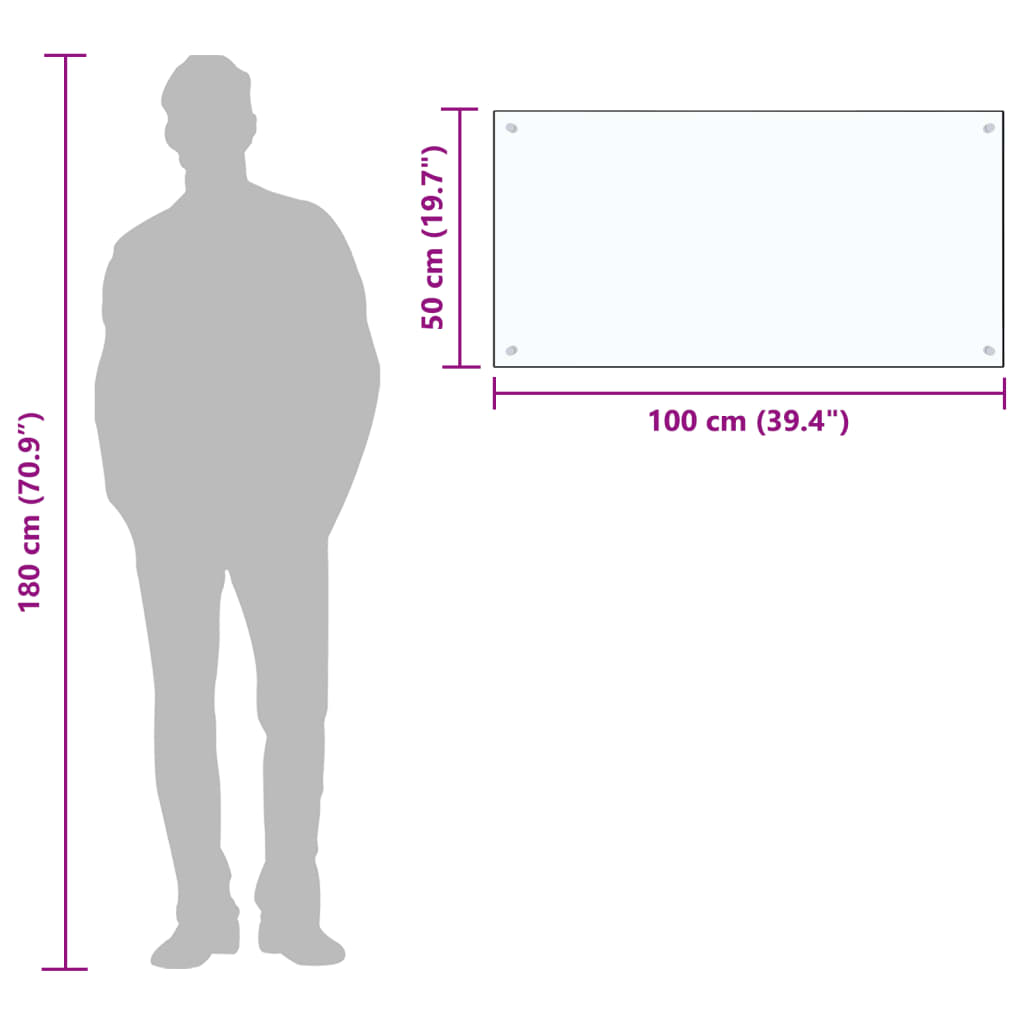 Kjøkkenplate gjennomsiktig 100x50 cm herdet glass