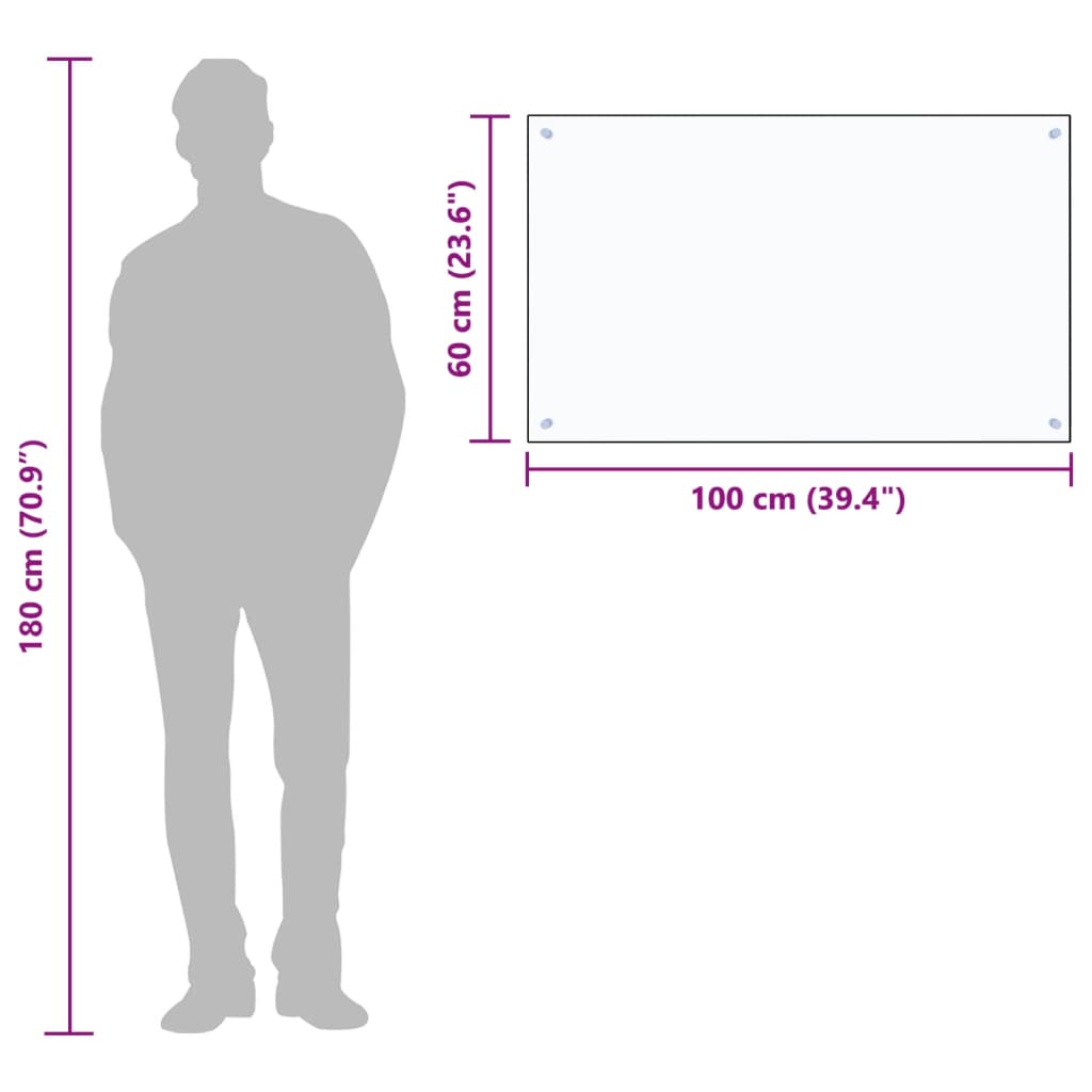 Kjøkkenplate gjennomsiktig 100x60 cm herdet glass