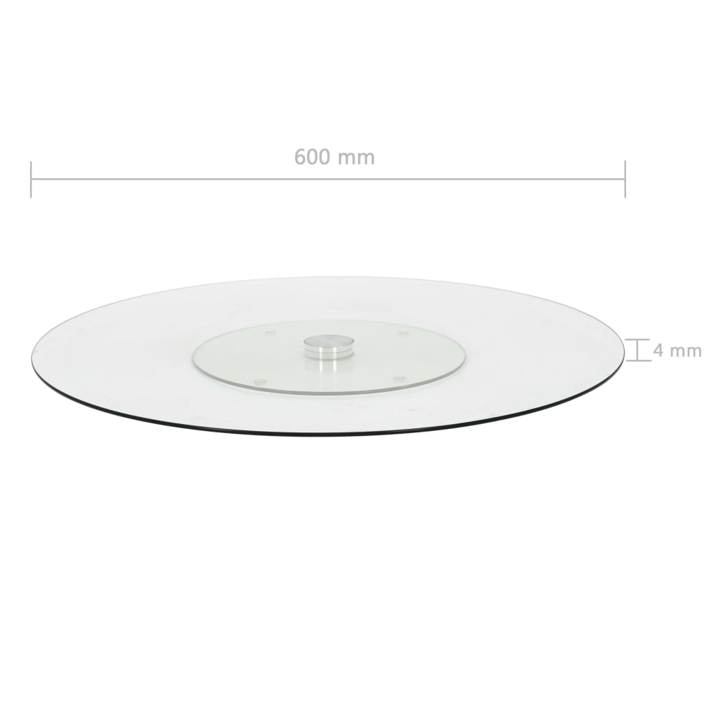 Roterende serveringsbrett gjennomsiktig 60 cm herdet glass