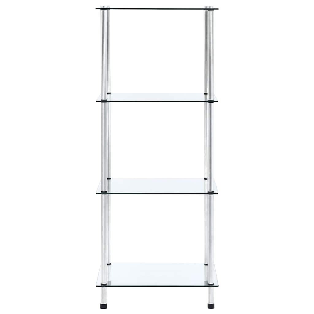 Hylle 4 etasjer gjennomsiktig 40x40x100 cm herdet glass