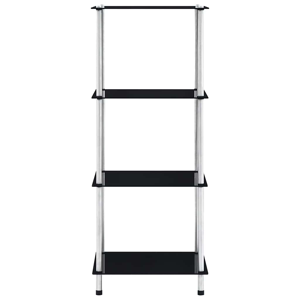 Hylle 4 etasjer svart 40x40x100 cm herdet glass